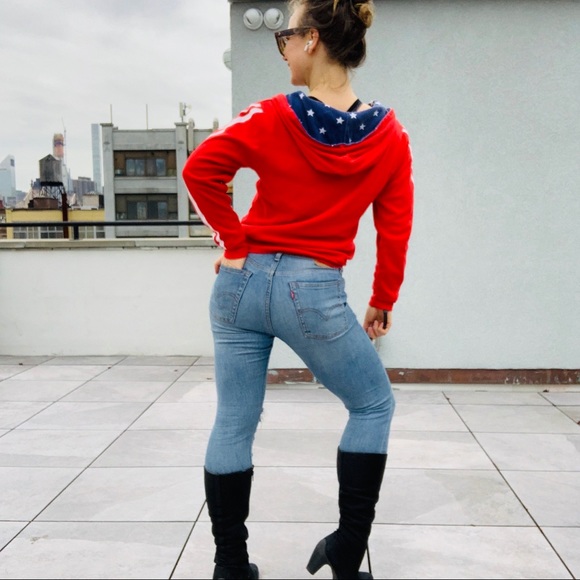 2in1 Vintage Wonder Woman Starred Turn Double Side Hoodie Red Blue - Picture 10 of 16